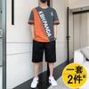 Conjunto deportivo de dos piezas para hombre, camiseta de manga corta de verano, ropa de baloncesto, pantalones cortos informales, estilo coreano, a la moda.