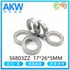 Fabricantes de Cixi S6803ZZ 17*26 * 5MM rodamiento de bolas de ranura profunda de acero inoxidable 420 de pared delgada