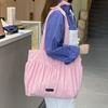 2025 Nuevo Estilo Coreano Dulce Bolso Tote de Gran Capacidad Texturizado Femenino Bolso de Hombro Bolso de Lona Coreano