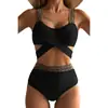 [Personalizado] Traje de Baño Bikini 2023 Nuevos Separados Europeos y Americanos Color Sólido Traje de Baño Bikini para Mujer Sexy