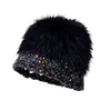 Gorro de Punto de Felpa para Otoño e Invierno Protección contra el Frío Calidez Gorro Tejido a Mano para Mujer Hace que la Cara Parezca Más Pequeña de Moda Atmosférica Gorro de Lana
