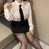 Suxingjia Secretaria Sexy Lencería Sexy Camisa de Cita Talla Grande Uniforme Pasión Vergüenza de Cama Tentación Falda de Cadera