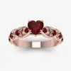 Anillo Popular Europeo y Americano Bedie Conjunto en Forma de Corazón Anillo de Diamante Rojo Anillo de Boda Oro Chapado en Rosa Anillo de Microcirconita