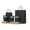Sacolas Personalizáveis para Café e Chá para Levar, Sacolas de Papel Kraft, Sacolas para Copo Único e Duplo, Sacolas Tote para Confeitaria, Sacolas de Papel Prontas