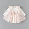 Vestidos Infantis Transfronteiriços da Moda, Vestidos Princesa Forrados com Lã para Outono e Inverno, Vestidos Formais para Bebês de Um Ano, Vestidos para Bebês com Forro na Entreperna