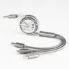 Cable de carga rápida retráctil cuatro en uno de 100W, cable de datos de almacenamiento portátil multifuncional uno a cuatro para teléfonos móviles, portátiles y uso en el coche
