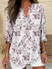 2026 Marca Independente Plus Size Feminina Verão Gola V Pequena Manga Longa Dia da Independência Floral Simples Casual Elegante Camiseta