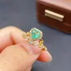 Anillo de Esmeralda Natural al por Mayor de Fábrica Plata S925 Incrustado con Piedra Principal 6*6 Joyería de Lujo Venta Directa de Fábrica Piedra Preciosa