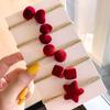 Otoño e Invierno Vintage Rojo Año Nuevo Accesorios para el Cabello Anillo para el Cabello Estrella de Amor para Mujer Terciopelo Rojo Combinable Cuerda para Moño Cuerda para el Cabello