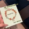 Pôr do Sol Pêssego Luz Original Laranja Natural Rosa Cristal Pérola Swarovski Pulseira com Laço, Exquisita e Luxuosa