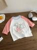Nova Camiseta Infantil 2026 Algodão Puro Manga Longa para Meninos Peça Única Roupas de Algodão Puro Classe A para Meninas Desenho Animado Tendência Vestuário Infantil