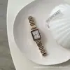 IEKE quadrado simples design de nicho ins relógio de pulso com pulseira dupla de aço romano estilo frio elegante feminino