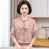Nueva camisa holgada para madres de mediana edad y mayores, top elegante, jersey de punto, holgada y versátil, de manga larga, rejuvenecedora
