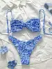 Ins Europeo y Americano Más Vendido Nuevo Traje de Baño Dividido Bikini Estampado para Mujer Conjunto de Dos Piezas Espalda Descubierta Floral Amazon Transfronterizo