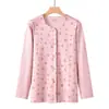 Tejido de Primavera Suéter de Cuello Redondo para Adultos Mayores Mangas Anchas Cardigan Pijama de Algodón Puro para Mujeres y Mayores Ropa de Casa Engrosada para Primavera y Otoño para Traje Hombres