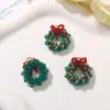 Série de Natal Círculo de Natal Guirlanda de Contas Estéreo Pingente Brincos DIY Gancho de Orelha Chaveiro Pingente de Celular Acessórios