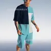Aliexpress Europeo y Americano Tendencia Masculina Casual Estilo Playa Camiseta con Estampado 3D Texturizado Traje de Shorts Venta al por Mayor Personalización