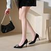 Sapatos de salto agulha de bico fino sapatos de camada única para mulheres 2024 Primavera e Outono novos sapatos de camada única de boca rasa grande quantidade Congyou