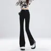 Micro-La Jeans 2024 Nuevo Otoño para Mujer Negro Holgado chica rellenita Delgado Alto Pantalones de Trompeta Largos