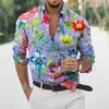 Nueva Camisa de Manga Larga para Hombre con Estampado Floral 3D Camisa de Explosiones Holgada Casual Versátil Camisa con Cuello