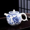 Conjunto de Chá de Jade Mutton Fat Azul e Branco Bule Doméstico Luxo Acessível High-End Chinoiserie Flores Florescentes Conjunto de Chá Kung Fu Caixa de Presente