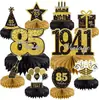 Decoração de Festa de Aniversário de Luxo Preto e Dourado para Adultos, Enfeites e Suprimentos de Favo de Mel, Presentes de Mesa para Festa de Aniversário