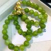 Pulsera de Uva Verde con Cierre Magnético de Bola Redonda para Mujer, Pulsera de Ágata Optimizada de Nicho, Collar Redondo de Cuentas de Nuevo Estilo Chino