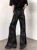 Estilo Montaña Otoñal/Ro Oscuro Ambiente de Calle Alta Americana Jeans de Diseñador de Nicho de Pierna Ancha de Cintura Alta con Sensación de Alta Gama