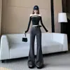 Calça de Lã Pelúcia Estilo Boot Cut Retro Plus de Alta Qualidade Transfronteiriça Nova Coleção Outono e Inverno 2025 Cintura Alta Slim Moda Casual
