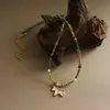 Moda Retro Piedra Natural Concha Unicornio Perla Collar para Mujer con Cuentas Lujo Accesible Nicho Gama Alta Cadena para Clavícula