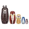 Set Creativo de Muñecas Rusas Anidadas 5 Piezas Pintadas a Mano de Madera Temática de Animales Muñecas Matrioska con Oso Zorro Búho Conejo y Nutria Perfectas para Regalos de Cumpleaños Decoraciones Navideñas y Coleccionables