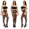 Meia-calça de renda sexy com alça europeia e americana, super elástica, meia-calça liga sexy, feminina, com abertura, malha fina, antiderrapante