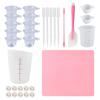 Kit de Herramientas para Ajustar Pegamento de Silicona con Goteo de Pegamento de Cristal, Espátula Mezcladora, Raspador para Goteo de Pegamento, Junta de Silicona, Vaso para Pegamento de Color Dividido
