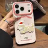 Suéter y bufanda diseño de cachorro adecuado para Apple 17 Pro Max, iPhone 16/15 Pro, funda de teléfono con ventana en forma de corazón
