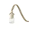 Colgante Ambientador de Aire para Coche 5ml Botella Redonda de Vidrio Botella Vacía Botella Recargable con Cuerda Tapa de Madera Adorno Colgante para el Interior del Coche