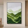 De volta com uma pintura pendurada minimalista estilo montanha moderna pintura de paisagem verde personalizada mural de alto padrão para restaurante pintura para hall de entrada de hotel