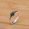Personalidad y Elegancia, Nuevos Artículos de Moda, Joyería de Estilo Fresco, Joyería de Plata S925 para Mujer, Anillo Abierto de Calcedonia Verde, Artístico y Retro
