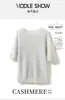 24 Novos Modelos de Malha Feminina de Alta Qualidade Pronta para Vestir, Manga Curta, Cashmere, Macio como Nuvem, Gola Redonda, Manga Meia-Manga, Camiseta Básica