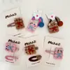 Adorable Oso de Fieltro de Lana Combinación de Pasador y Diadema para el Cabello Pasador Lateral para Bebé Gomas Elásticas