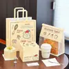 Sacos para Embalagem de Sobremesas Assadas, Caixas para Bolos, Sacos com Janela para Pão de Forma, Sacolas de Papel Kraft com Fundo Quadrado para Levar, Atacado