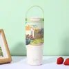 Caneca Térmica Nova Série Van Gogh Pintura a Óleo, Aparência Sofisticada, Copo Portátil de Grande Capacidade com Revestimento Interno de Cerâmica, Caneca de Viagem Moderna