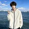Sudadera con Capucha y Textura de Waffle cleanfit para Hombre Otoño Adolescente Estilo de Alta Gama Atrevido Guapo Chaqueta Deportiva Ropa de Abrigo
