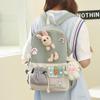 Mochila casual de moda estilo coreano para mujer, mochila escolar ligera con dibujos animados lindos para estudiantes de primaria, gran capacidad, color de contraste, mochila moderna