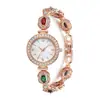 Relógio Pequeno de Disco Cravejado com Diamantes com Pulseira de Rebites Delicados, Conjunto de Liga Metálica Tendência Feminino, Relógio de Moda Transfronteiriço