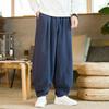 Pantalones casuales de lino chino de verano Pantalones de pierna ancha Estilo chino Pantalones bombachos rectos de algodón y lino para hombre Pantalones Hanfu