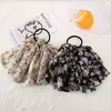 Nova corda de cabelo com laço de fita floral de chifone Anel de cabelo para rabo de cavalo retrô pastoral francês Corda de cabelo Acessórios de cabelo para mulheres