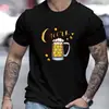 Camiseta Casual Masculina com Estampa Gráfica Design de Beber Cerveja Economizando Água Camiseta Branca com Gola Redonda e Cerveja