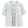 Camisa Casual de Verano Nueva con Pliegues y Cuello Redondo de Manga Corta para Mujer Talla Grande Estilo 7485