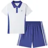 Uniforme de verão para esportes masculinos e femininos da Escola Secundária de Shenzhen, conjunto completo para alunos do ensino médio, uniforme escolar unificado de algodão puro para o ensino médio