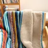 Amazon Nordic Cobertor de Camada Dupla Engrossado Inverno Quente Lã de Cordeiro Coral Cobertor de Lã Sofá Cobertor de Nap Pequeno